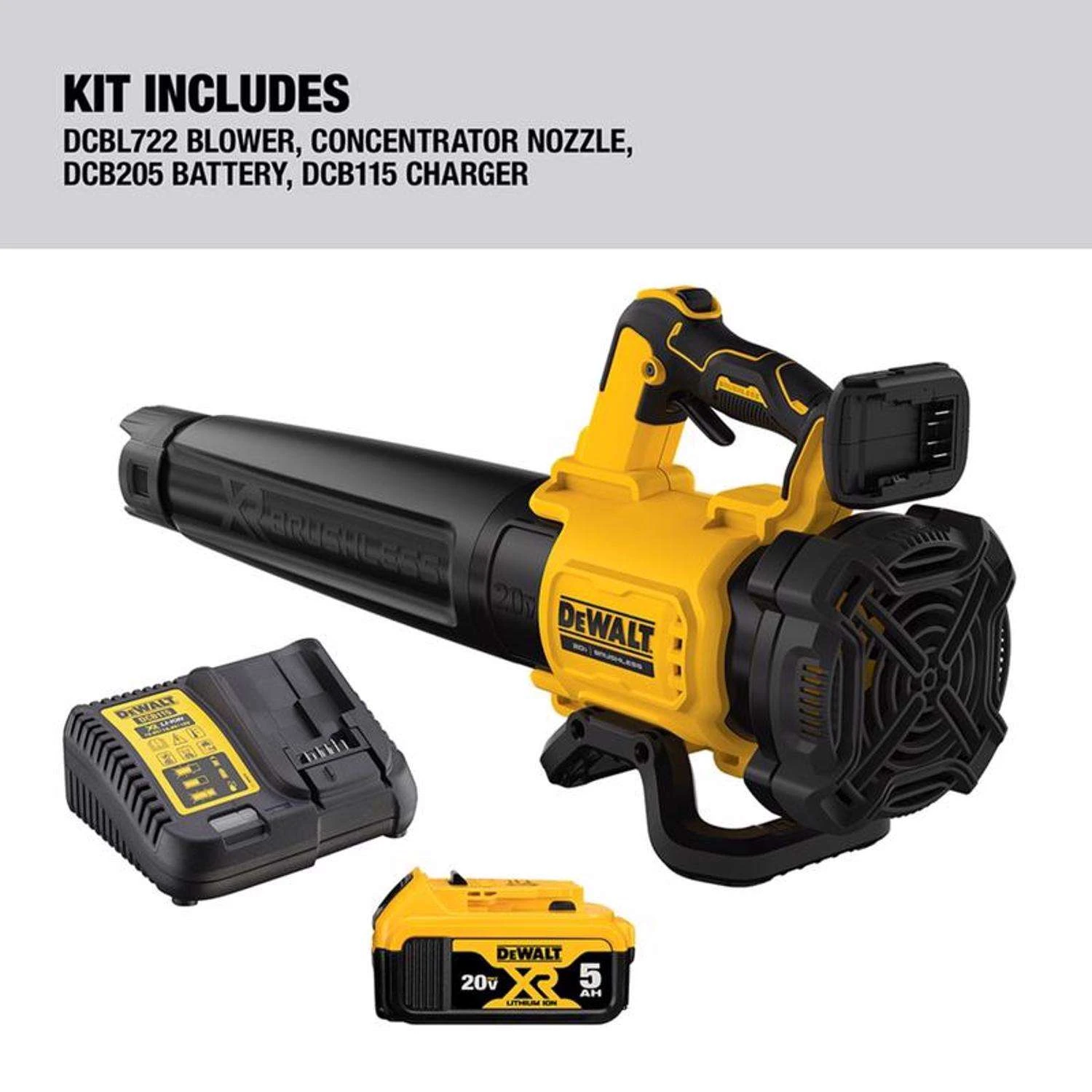 DeWalt 20V MAX DCBL722P1 125 Mph 450 CFM 20 V Battery Handheld Blower Kit (Battery & Charger) 4 DeWalt 20V MAX DCBL722P1 125 Mph 450 CFM 20 V Battery Handheld Blower Kit (Battery & Charger) - Image 2