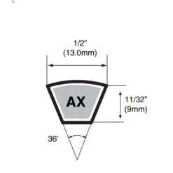 Mitsuboshi Triplex Rawedge Cogged Raw Edge Cogged V-Belt 0.5 In. W X 40 In. L For All Motors