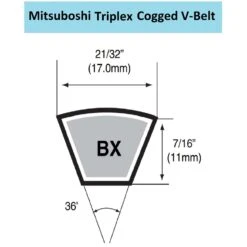 Mitsuboshi Triplex Rawedge Cogged Raw Edge Cogged V-Belt 0.66 In. W X 75 In. L For All Motors
